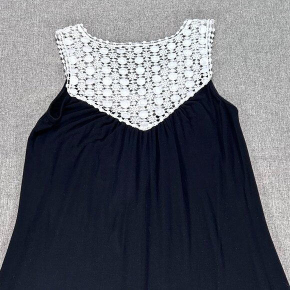 Kenneth Cole Reaction A-Line Dress Women's Medium Black White Crochet Casual - Picture 9 of 13